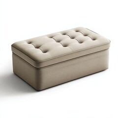 Poster - Beige tufted storage ottoman on white background