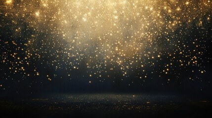 Fototapete - Magical glitter falling in dark indoor setting at night