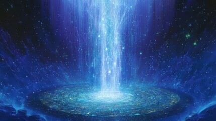 Aufkleber - Ethereal energy beam portal in futuristic space environment
