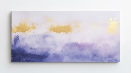 Aufkleber - Abstract painting in purple and gold tones hanging on wall