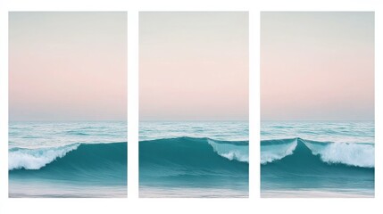 Poster - Breaking Ocean Waves at Serene Sunset on Beach