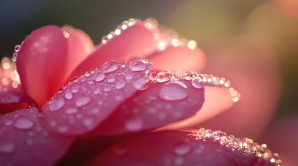 Poster - Close-up of camellia flower with water droplets in garden