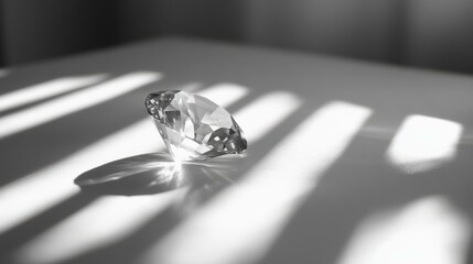 Aufkleber - Diamond resting on table indoors with natural light shadows