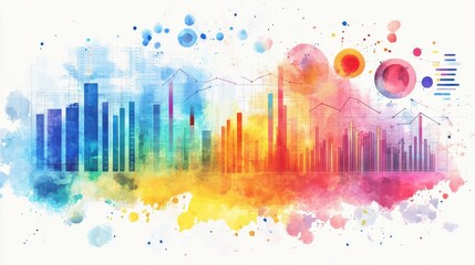 Poster - Colorful abstract data visualizations with charts and graphs