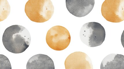 Poster - Abstract watercolor circles in orange and grey tones on white