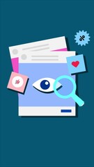 Wall Mural - Eye-catching social media posts symbolizing content views and audience engagement, attracting likes and shares to promote business brands.
