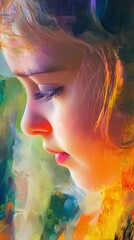 Wall Mural - a beautiful profile of a child. soft colors and intricate details enhance the allure of youth. captu