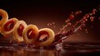 © Svitlana - floating onion rings with ketchup splash, perfect lighting, realistic and cinematic style
