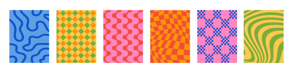 Poster - Set of Abstract vertical geometric backgrounds with colorful shapes and forms. Trendy vector illustration in style retro