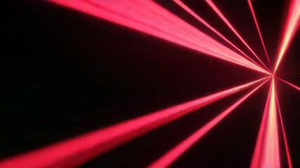 Wall Mural - Red laser beams radiate and cross in dark space, creating dynamic energy pattern with bright glowing light that radiates vibrant red beam effects and intense glow