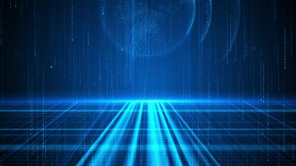 Wall Mural - digital cyberspace particles digital data network connections. high speed data technology abstract b
