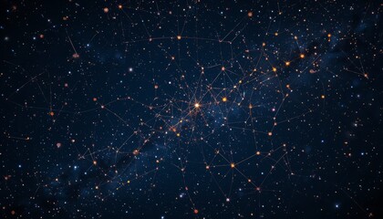 Wall Mural - vast cosmic network of stars and constellations connected by luminous lines in deep space with dark 