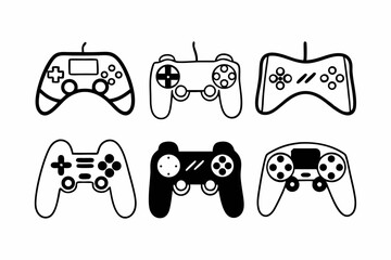 six stylish game controller icons perfect for gaming logos branding design projects needing scalable