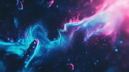 Wall Mural - Vibrant swirling nebula of neon colors.