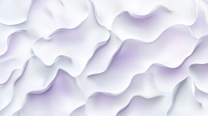 Wall Mural - Abstract, flowing shapes in light lavender and white.