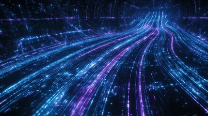 Wall Mural - Digital pathways of luminous data streams.