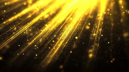 Wall Mural - Golden light beams radiating across a dark background.