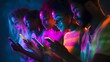 © pjjaruwan - A diverse group engaged in a gamified survey on smartphones, showcasing lively interactions and genuine expressions under vibrant lighting.