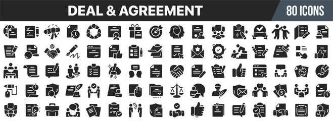 Aufkleber - Deal and agreement black icons collection. Big UI icon set in a flat design. Vector illustration EPS10