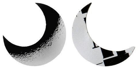 Wall Mural - PNG Two distinct moon shapes create a collage.