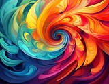 Ein bunter Farbwirbel in Form einer Spirale füllt das Bild komplett aus. Leuchtende Farben gehen nahtlos ineinander über.