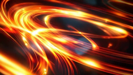 Leinwandbilder - Abstract swirling orange lights on dark background, energetic digital art