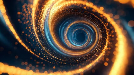 Leinwandbilder - Spiral tunnel of glowing orange particles in blue vortex, digital art concept