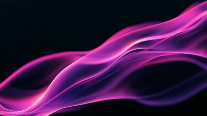 Poster - Flowing pink and purple abstract waves on a dark background, digital artwork