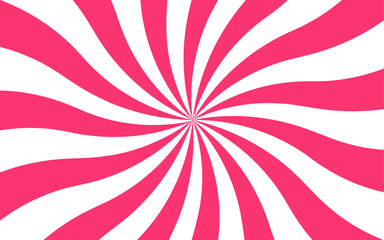 Poster - Abstract vivid, radial spiral burst pattern with red and white curved rays. Dynamic and symmetrical, using bold movement and energy. Retro, psychedelic feel reminiscent of vintage pop art.