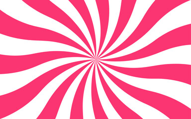 Poster - Abstract vivid, radial spiral burst pattern with red and white curved rays. Dynamic and symmetrical, using bold movement and energy. Retro, psychedelic feel reminiscent of vintage pop art.