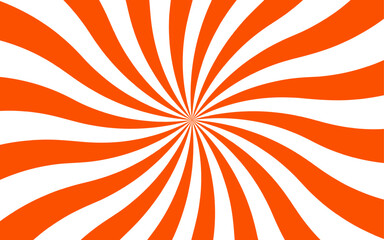 Poster - Abstract vivid, radial spiral burst pattern with red and white curved rays. Dynamic and symmetrical, using bold movement and energy. Retro, psychedelic feel reminiscent of vintage pop art.