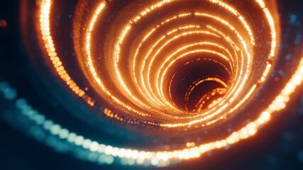 Aufkleber - Mesmerizing spiral tunnel of glowing orange and blue lights, digital artwork