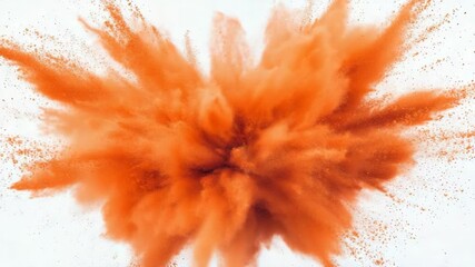 Aufkleber - Orange powder explosion on white background, creating a vibrant abstract pattern