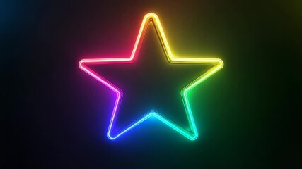 Poster - Neon rainbow star glowing in a dark background, futuristic art concept