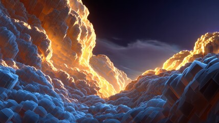 Wall Mural - dramatic clouds with bright light at dawn in abstract landscape scene