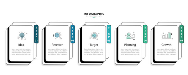 Fototapete - Timeline Creator infographic template. 5 Step timeline journey, calendar Flat simple infographics design template. presentation graph. Business concept with 5 options, vector illustration.