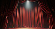 © visoot - Red stage curtain with spotlight, elegant theater backdrop, dramatic mood, classic performance scene