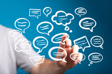 Aufkleber - Conceptual image of communication, networking, and social media interaction.