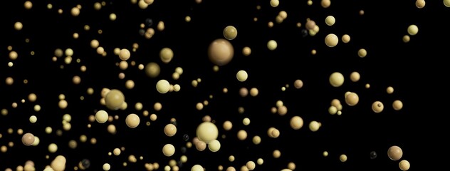 Aufkleber - Floating spheres, abstract background, beige, brown, black, 3D render, motion, dynamic, elegant, design element.