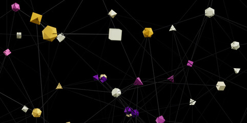 Aufkleber - Modern digital network background. Geometric shapes connected by lines. Ideal for technology, connection, and data concepts.