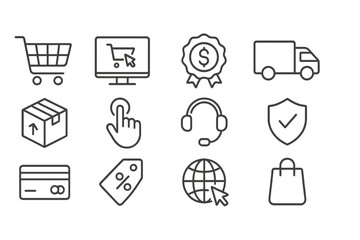 Aufkleber - Various shopping and e-commerce icons designed for online retail applications and websites