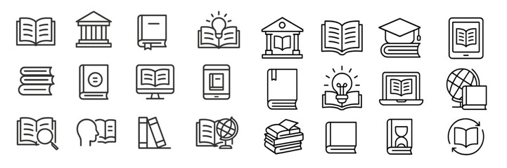 Aufkleber - Collection of diverse educational icons representing knowledge, study, and research activities in a modern context