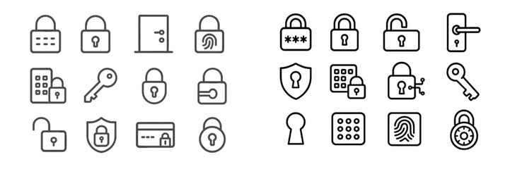 Poster - Various security icons representing locks, keys, and access methods displayed in a clean grid format