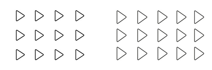 Poster - Various arrangements of triangular shapes on a plain background showcasing design variations in a minimalist style