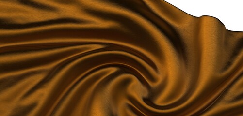 Poster - High-resolution image of rich brown silk fabric with elegant drapes and folds. Perfect for backgrounds or textile designs.