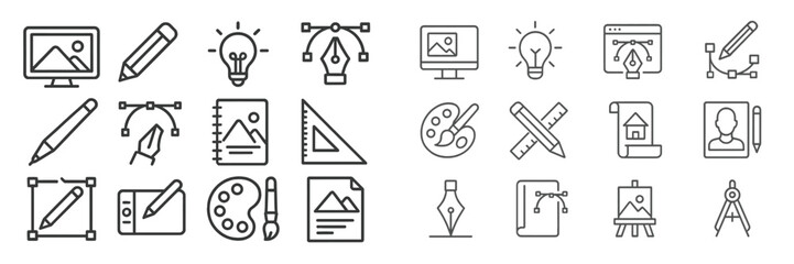 Poster - Artwork creation tools and design icons displayed in a minimalist layout showcasing various creative activities