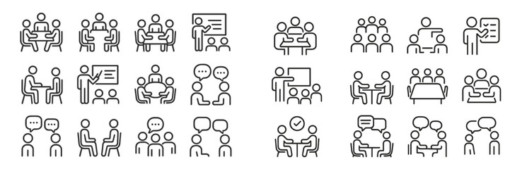 Aufkleber - Diverse group activities and meetings showcasing collaboration and communication in a variety of professional settings