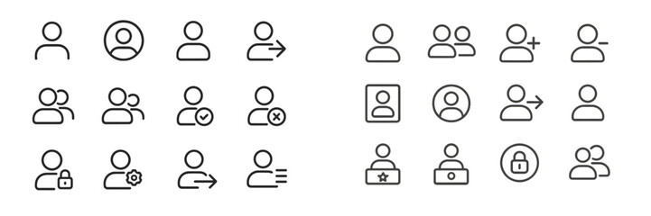Aufkleber - Collection of minimalist user interface icons representing various online account activities and interactions