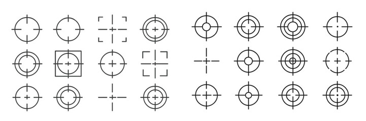 Poster - Variety of target symbols displayed in a grid pattern featuring different designs and sizes for use in graphic design projects