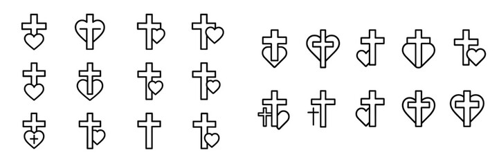 Poster - Collection of heart and cross designs suitable for crafts or decoration